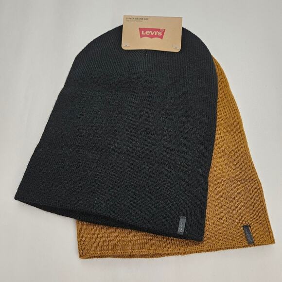 Levi's Two Piece Beanie Set Brown Black Size OS - Picture 1 of 6
